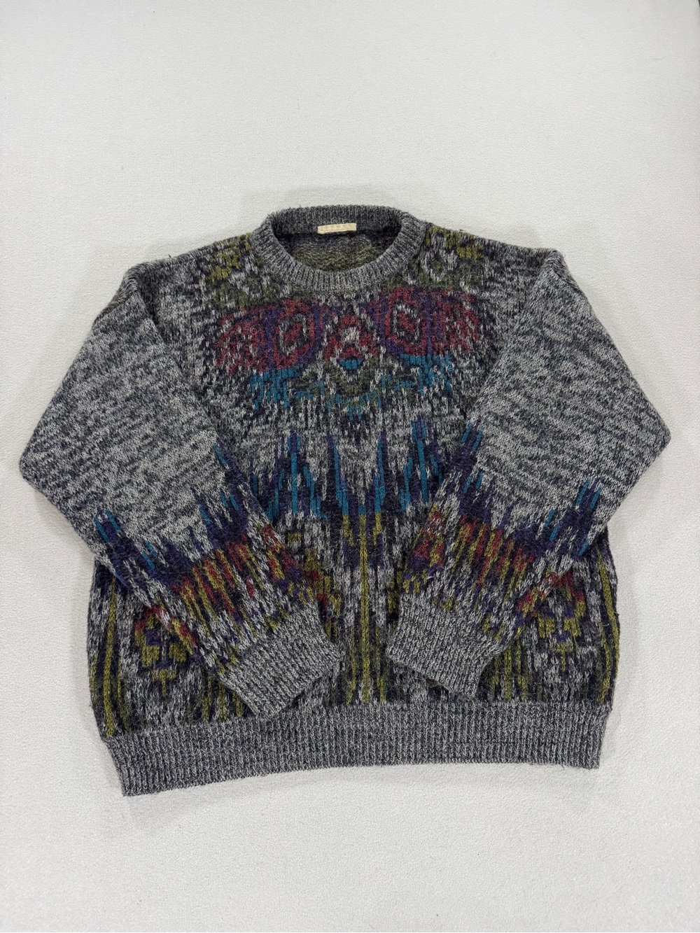 Vintage 90s Coogi Style Abstract Knit Sweater Mens X-Large Multicolor Wool